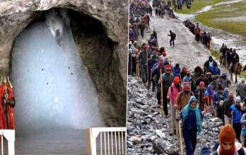 Amid tight security & inclement weather over 7,800 pilgrims leave Jammu for Amarnath