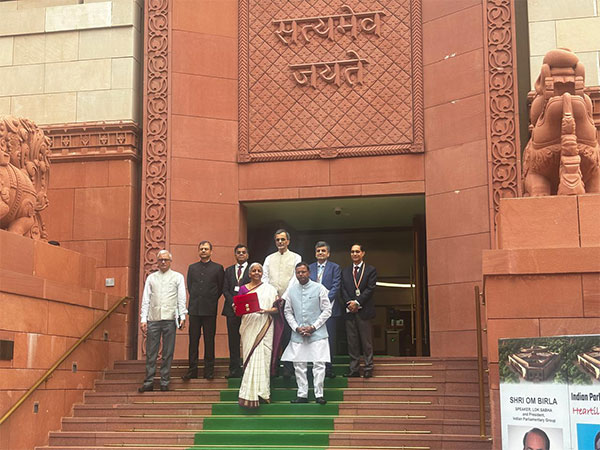 Finance Minister Nirmala Sitharaman arrives in Parliament to present Union Budget 2024