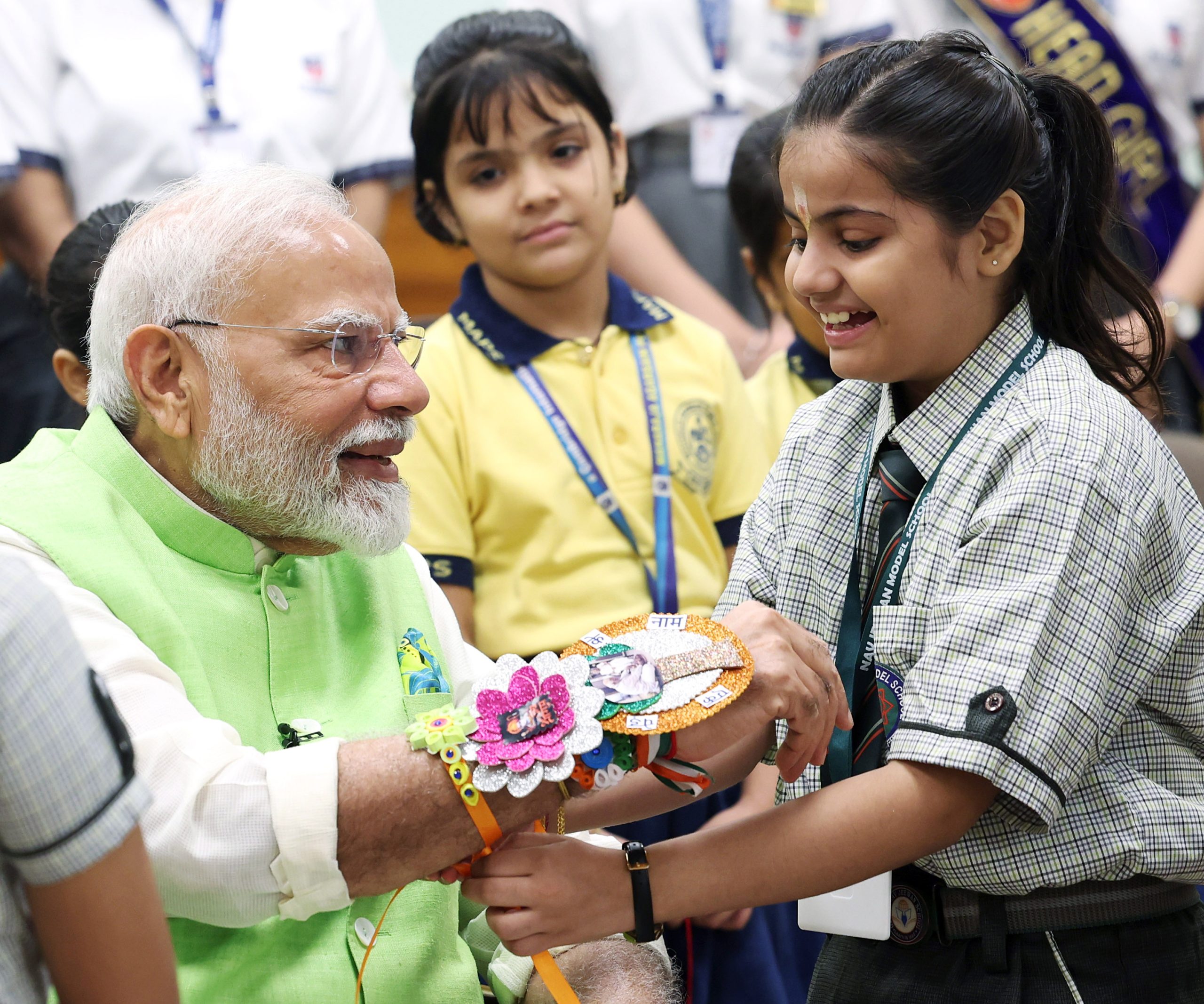 Students tie ‘Ek Ped Maa Ke Naam’ theme-based Rakhi to PM Modi