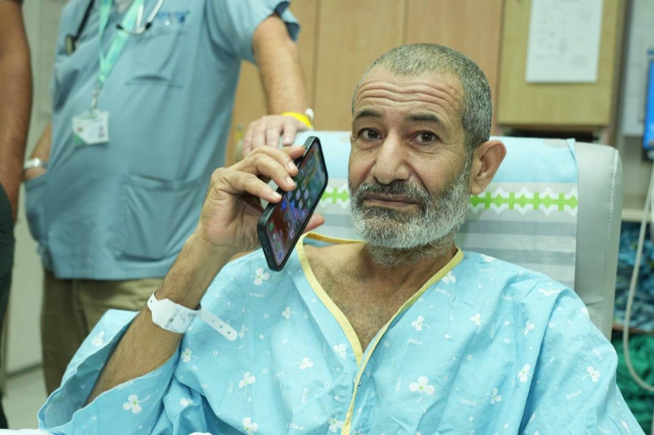 Israeli hostage Qaed Farhan al-Qadi receives medical care at Soroka Medical Center in Beer Sheva, Israel on August 27, 2024. Photo by Israeli Government Press Office (GPO) /Handout/Anadolu via Getty Images