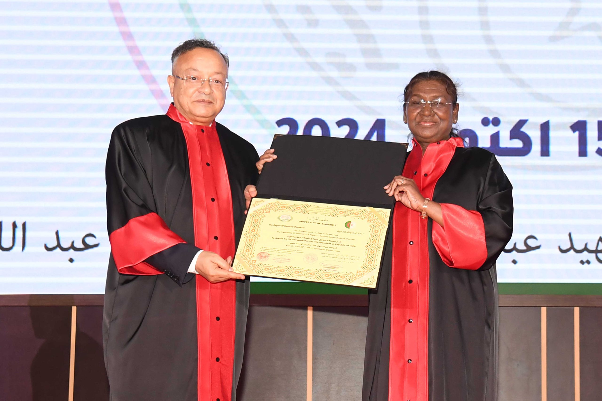 President Murmu conferred Honorary Doctorate in Algeria