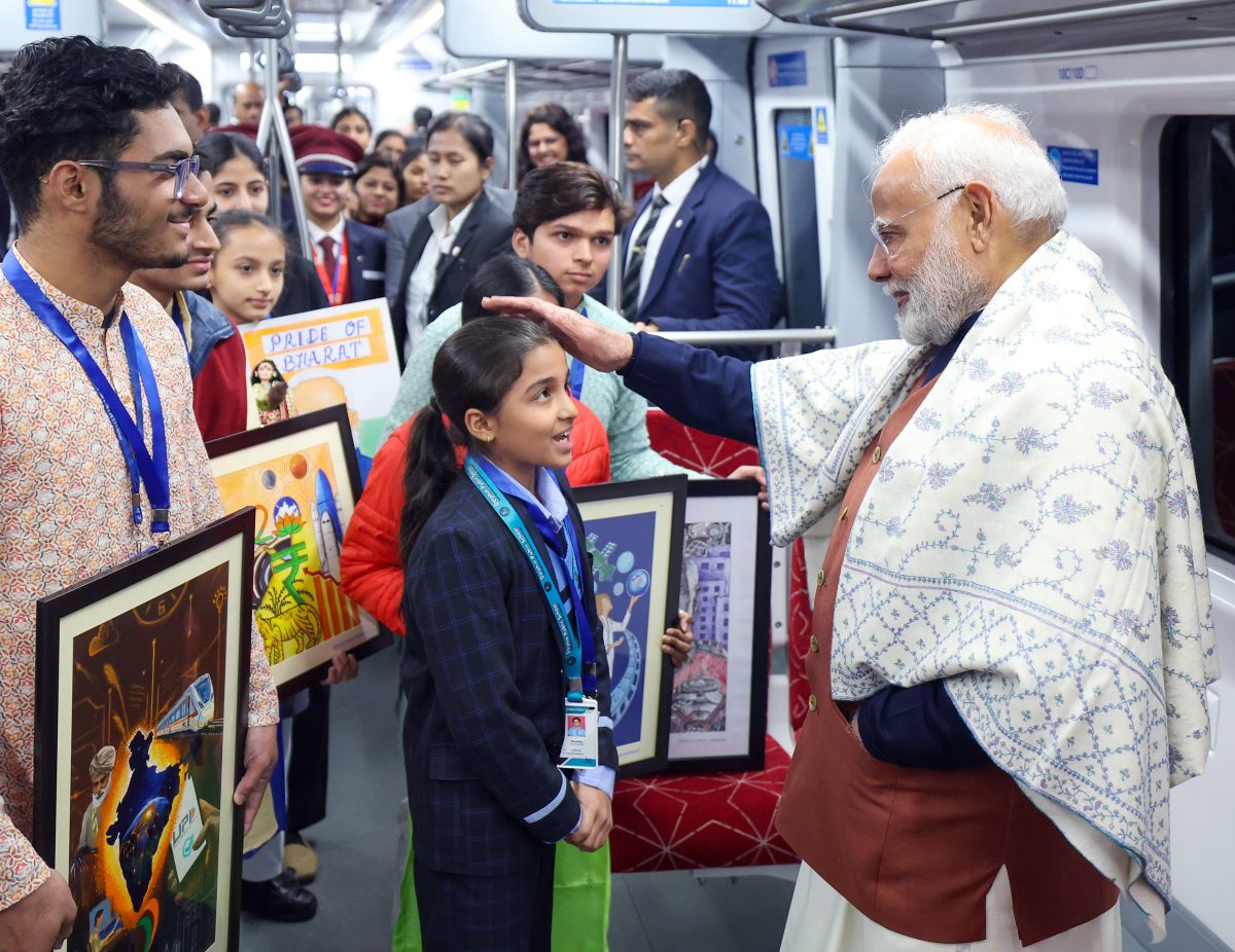 PM Modi interacts with schoolchildren during Namo Bharat train inauguration ride