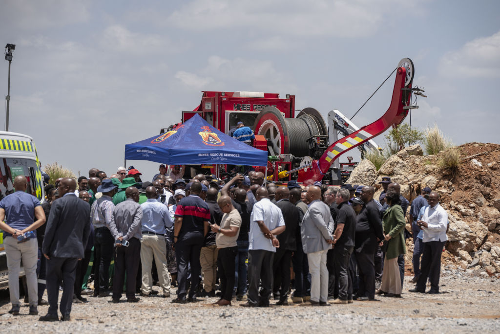 The government of the Republic of South Africa launch a rescue operation to extract the illegal workers at the abandoned Stilfontein mine in North West, South Africa on January 14, 2025. Photo by Ihsaan Haffejee/Anadolu via Getty Images