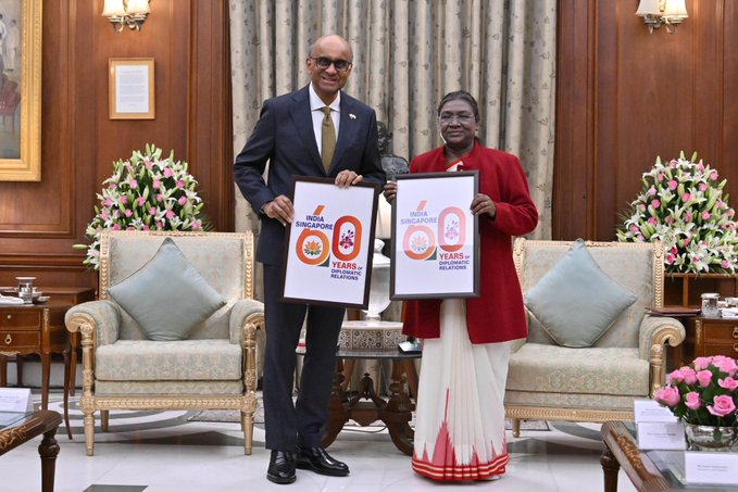 President Murmu, Singapore President Shanmugaratnam unveil commemorative logo as India and Singapore mark 60 years of diplomatic ties