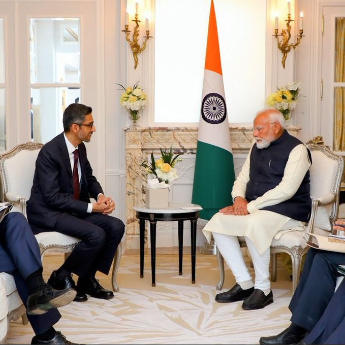 Google CEO Sundar Pichai ‘delighted’ to meet PM Modi, discusses “incredible” opportunities AI will bring to India