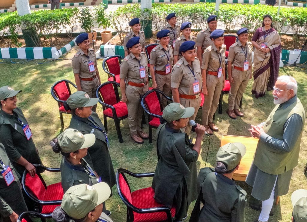 PM Modi interacts with Eco-Guides, Trackers and Field Staff at Gir National Park