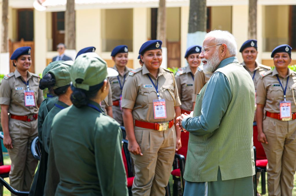 PM Modi interacts with Eco-Guides, Trackers and Field Staff at Gir National Park