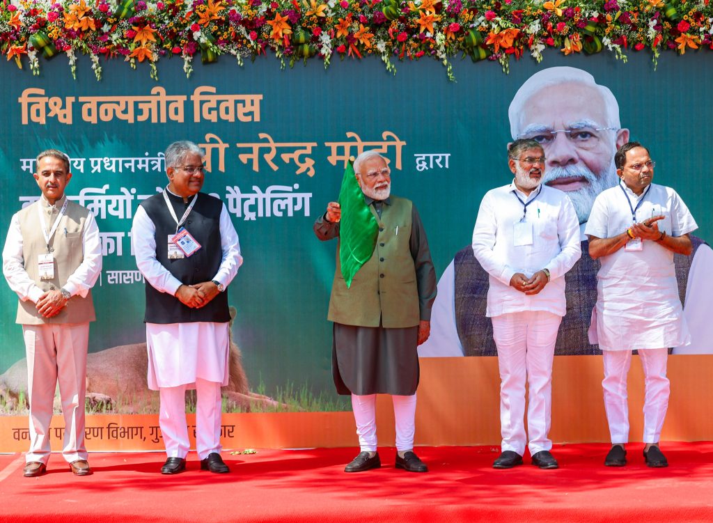 PM Modi flags off Patrolling bikes during his visit to Gir National Park