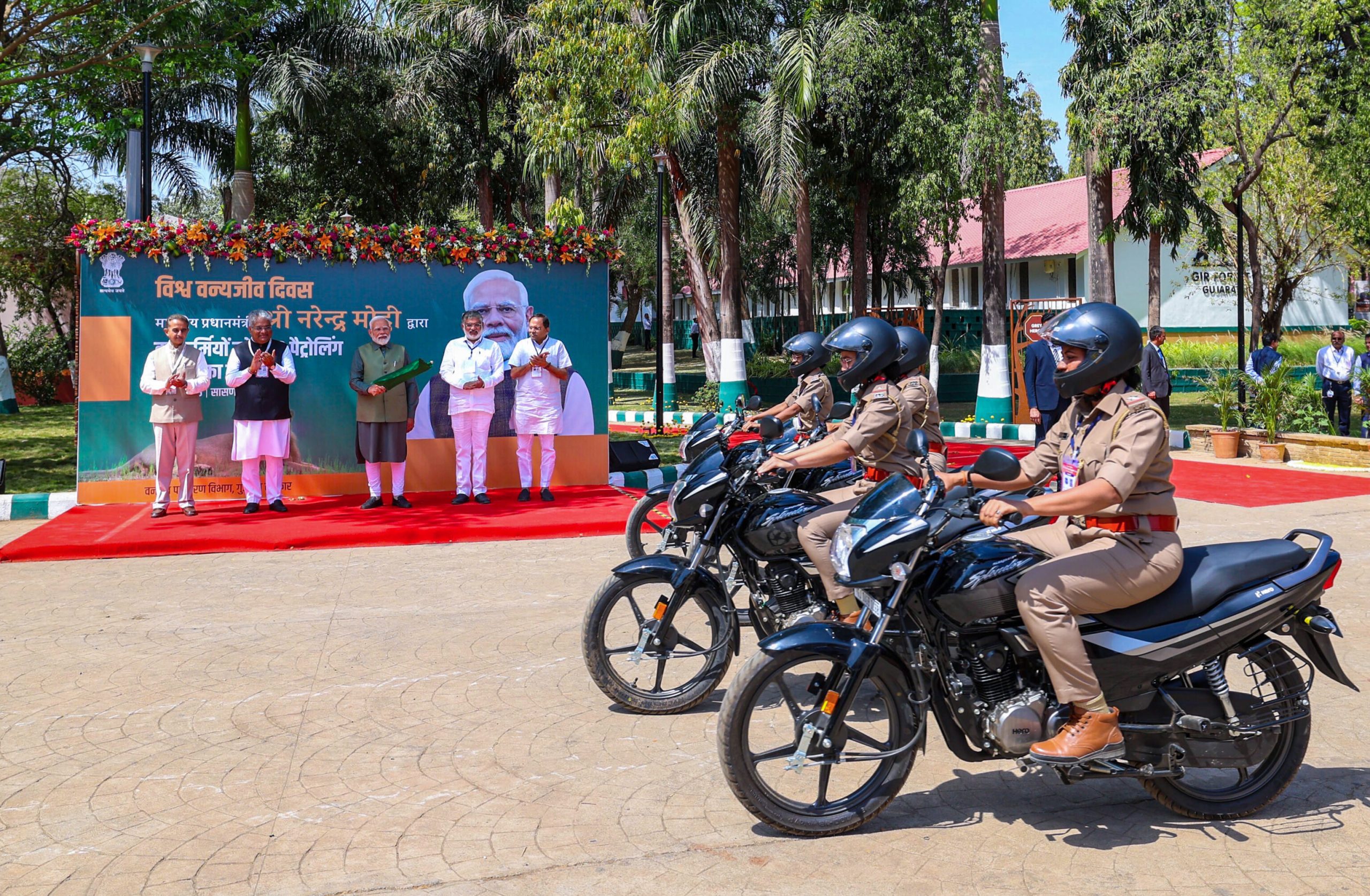 PM Modi flags off motorcycles for Gujarat’s forest staff, highlights wildlife conservation efforts