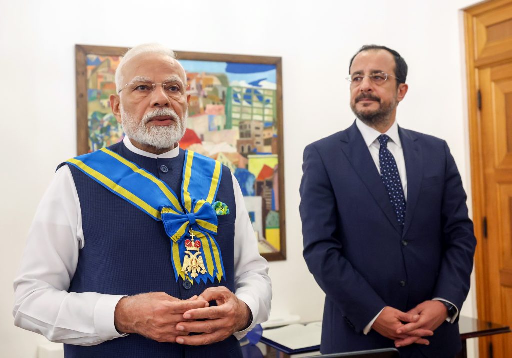 PM Modi receives Cyprus's highest civilian honour 'The Grand Cross of the Order of Makarios III'