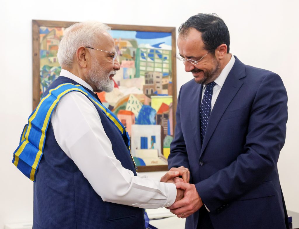 PM Modi receives Cyprus's highest civilian honour 'The Grand Cross of the Order of Makarios III'