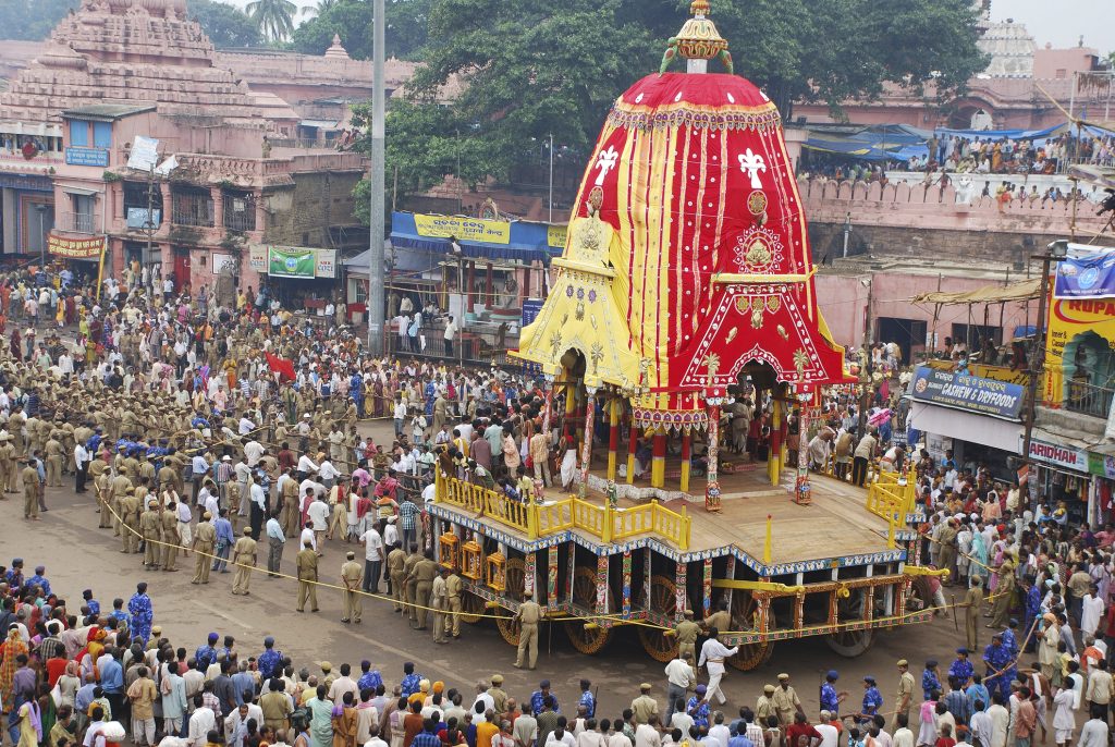 Procession of Rathyatra car festival in Puri, Orissa, India.