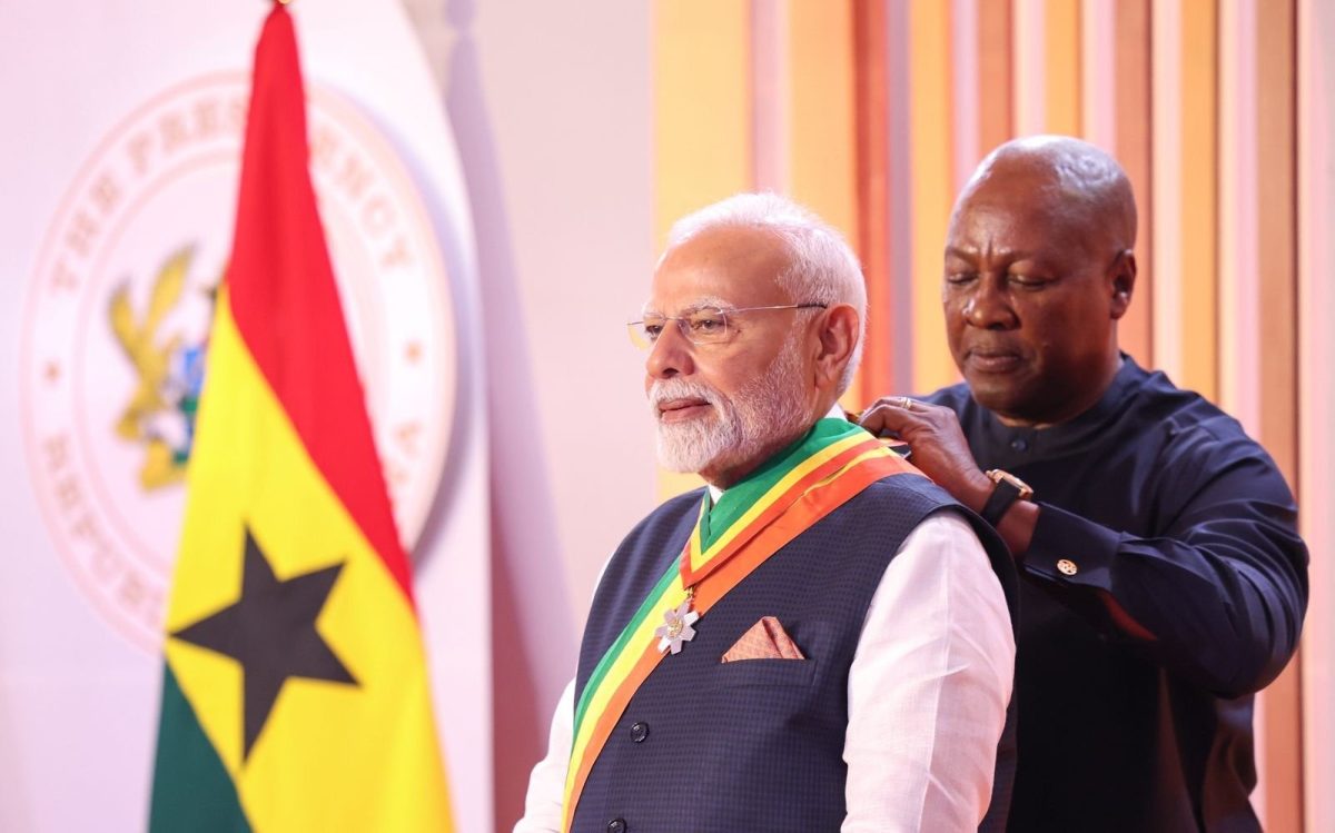 भारत-घाना संबंधों को मिली नई ऊंचाई, पीएम मोदी को वहां के सर्वोच्च नागरिक सम्मान से नवाजा गया भारत-घाना संबंधों को मिली नई ऊंचाई, पीएम मोदी को वहां के सर्वोच्च नागरिक सम्मान से नवाजा गया