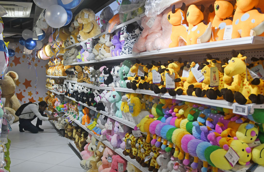 Toys are seen on display at Toys ''R'' Us store launch in