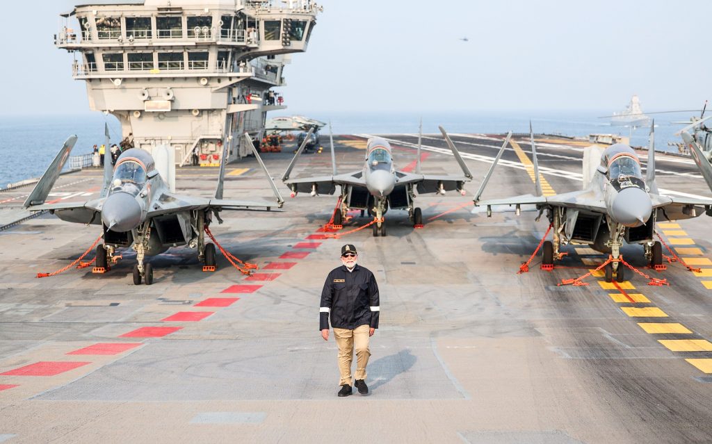 PM Modi at the flightdeck of INS Vikrant