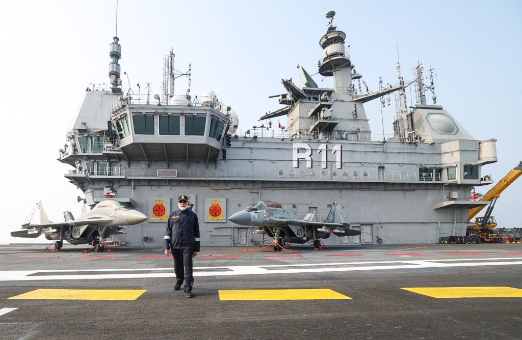 PM Modi at the flightdeck of INS Vikrant