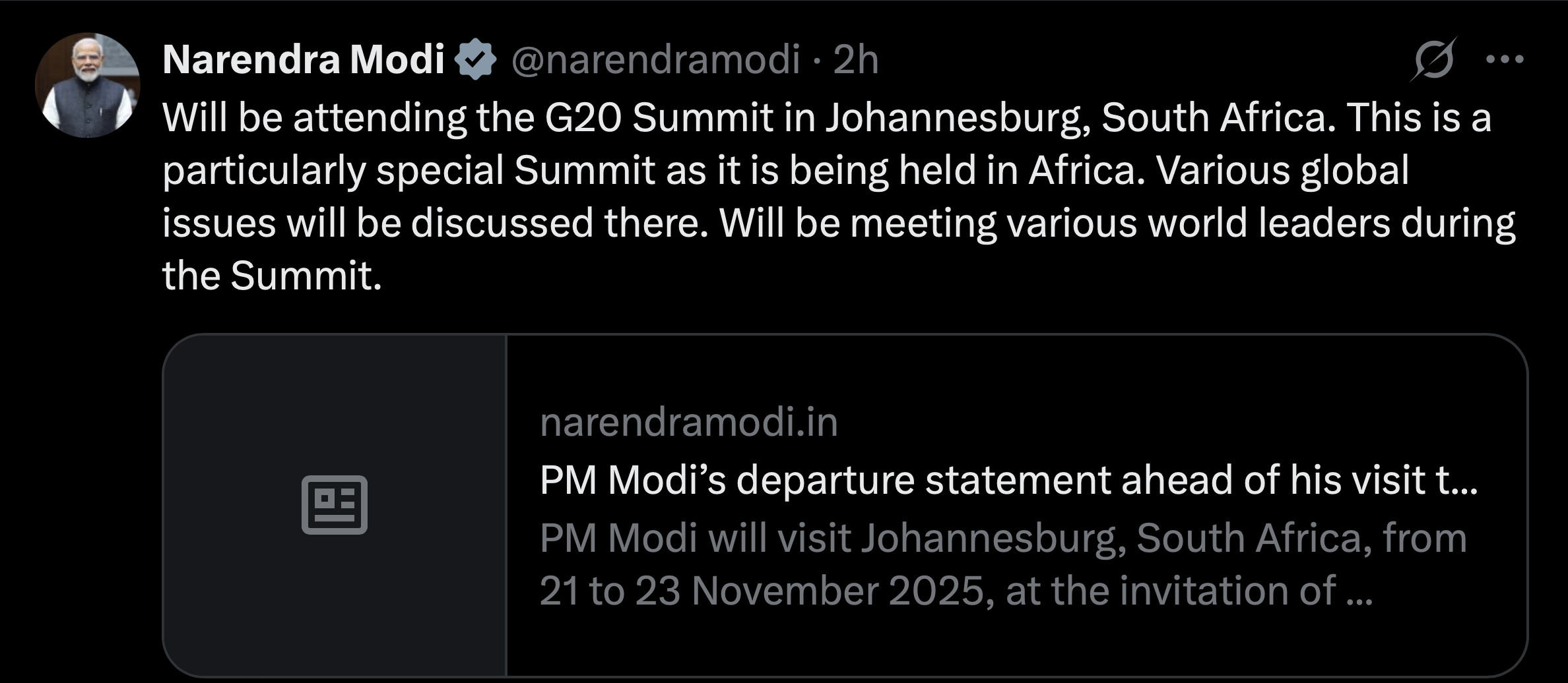 दक्षिण अफ्रीका में पहले G20 समिट में पीएम मोदी भारत का दृष्टिकोण करेंगे पेश 