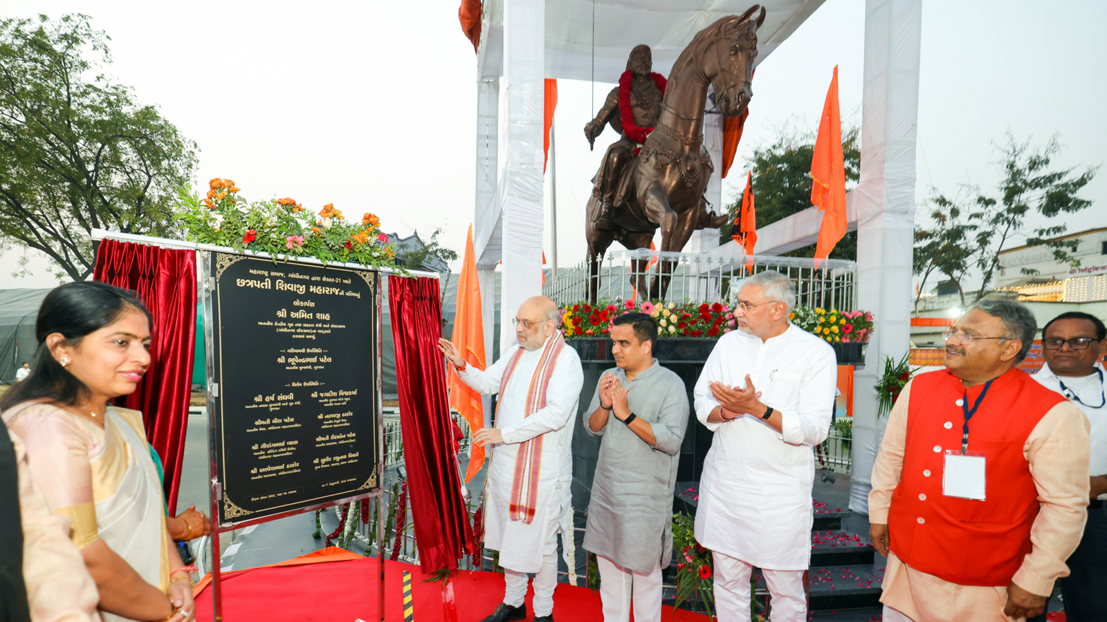 Amit Shah unveils equestrian statue of Chhatrapati Shivaji Maharaj in Gandhinagar