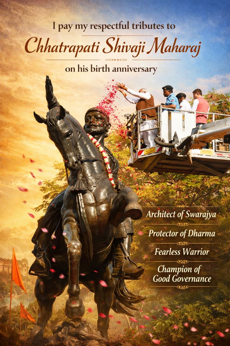 उपराष्ट्रपति और केंद्रीय मंत्रियों ने छत्रपति शिवाजी महाराज की जयंती पर दी श्रद्धांजलि