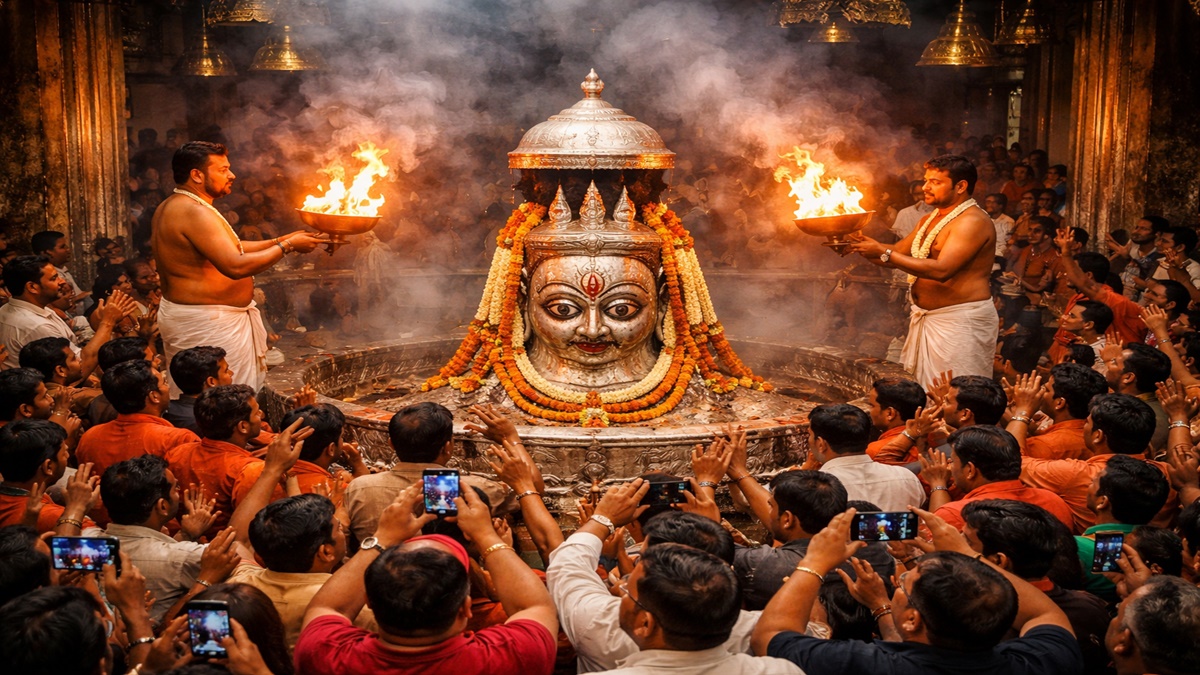 अष्टमी पर महाकाल दरबार में आस्था का सैलाब, भस्म आरती देखने श्रद्धालु उमड़े