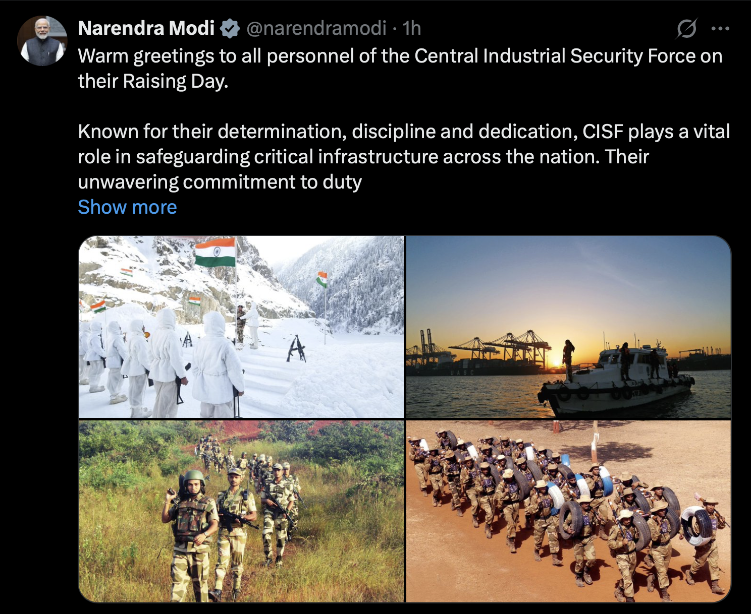 प्रधानमंत्री मोदी ने सीआईएसएफ के स्थापना दिवस पर दी शुभकामनाएं