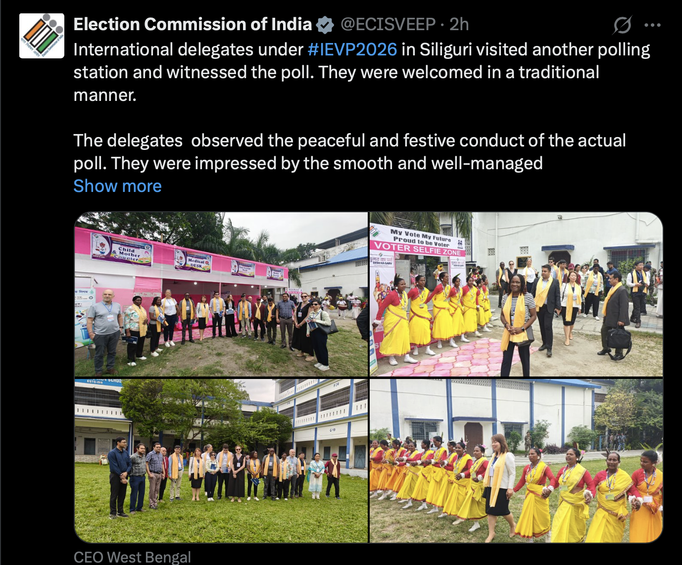 पश्चिम बंगाल में अंतरराष्ट्रीय प्रतिनिधिमंडल ने किया मतदान प्रक्रिया का निरीक्षण
