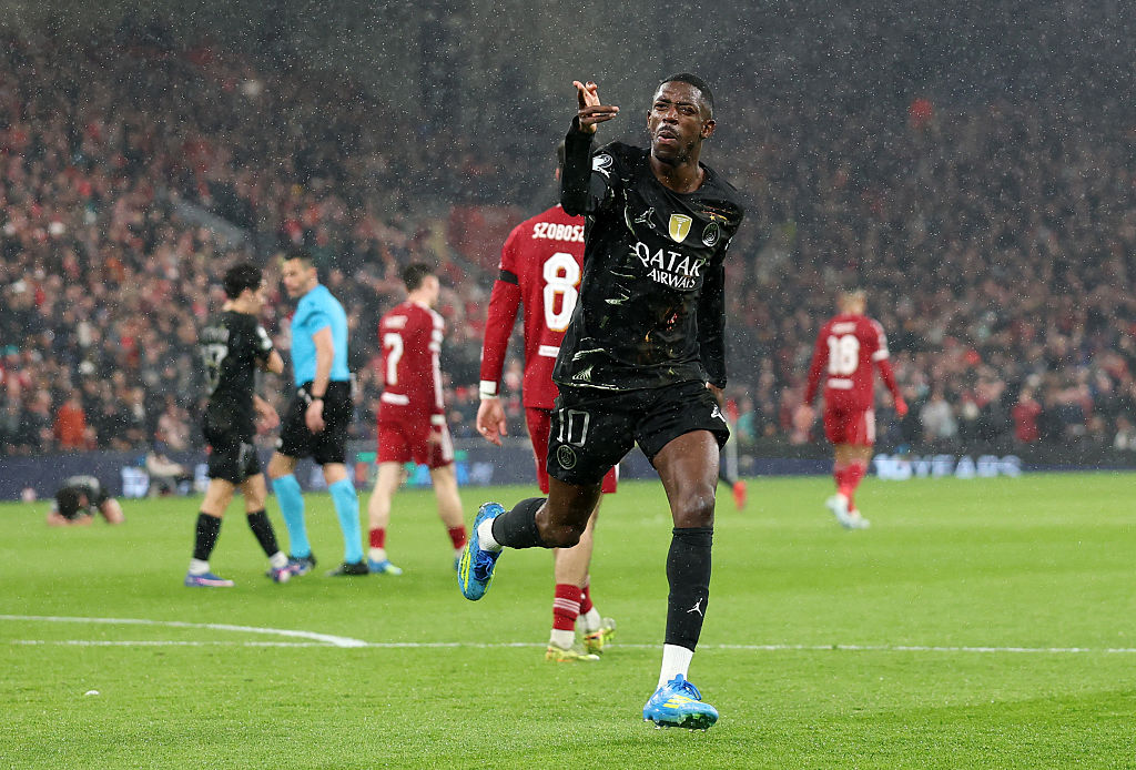 Dembele double at Liverpool fires PSG into Champions League semis
