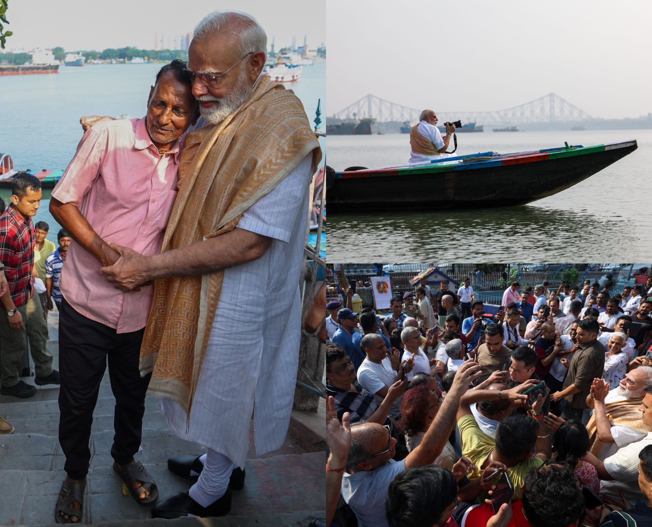 पीएम मोदी ने पश्चिम बंगाल में किया हुगली नदी में भ्रमण, तट पर नाविकों और आम जनता से की मुलाकात