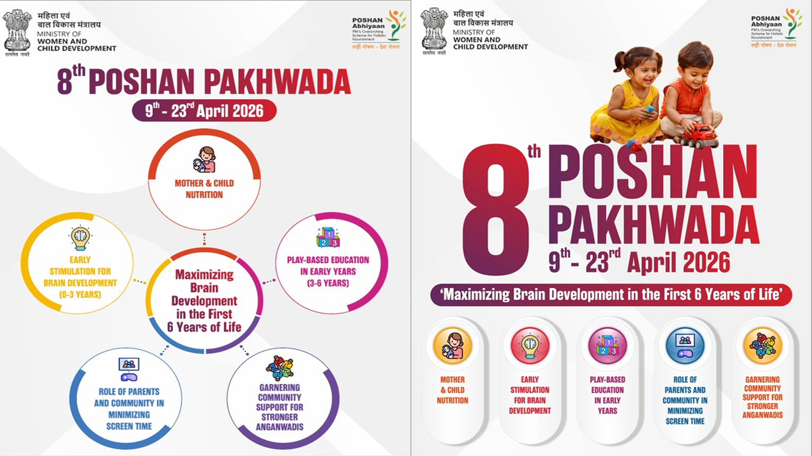 National launch of Poshan Pakhwada 2026 on April 9, focus on early childhood brain development