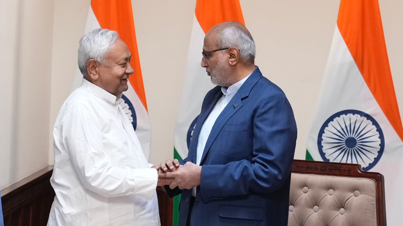 Rajya Sabha Chairman administers oath to Nitish Kumar, Harivansh in Parliament