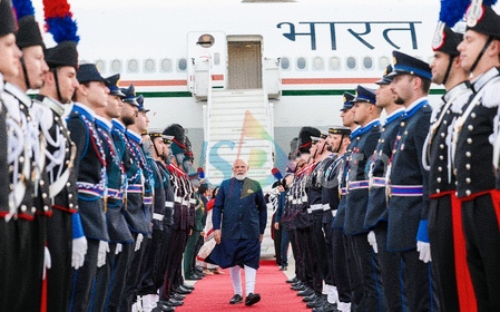 नॉर्वे के बाद इटली पहुंचे पीएम मोदी, विदेश मंत्री तजानी ने किया स्वागत