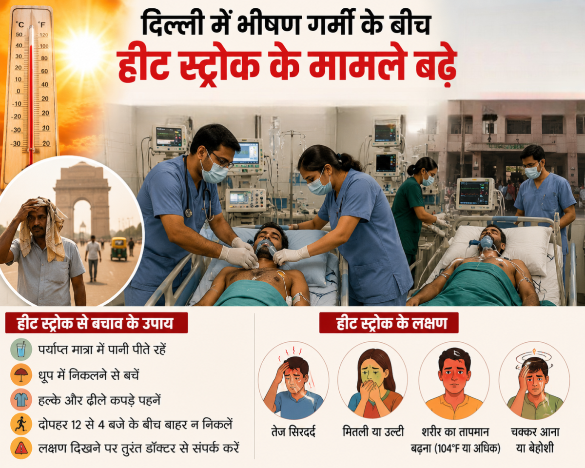 दिल्ली में प्रचंड गर्मी का असर, आरएमएल अस्पताल में हीट स्ट्रोक के गंभीर मामले पहुंचे, डॉक्टरों ने लोगों को दी सावधानी बरतने की सलाह