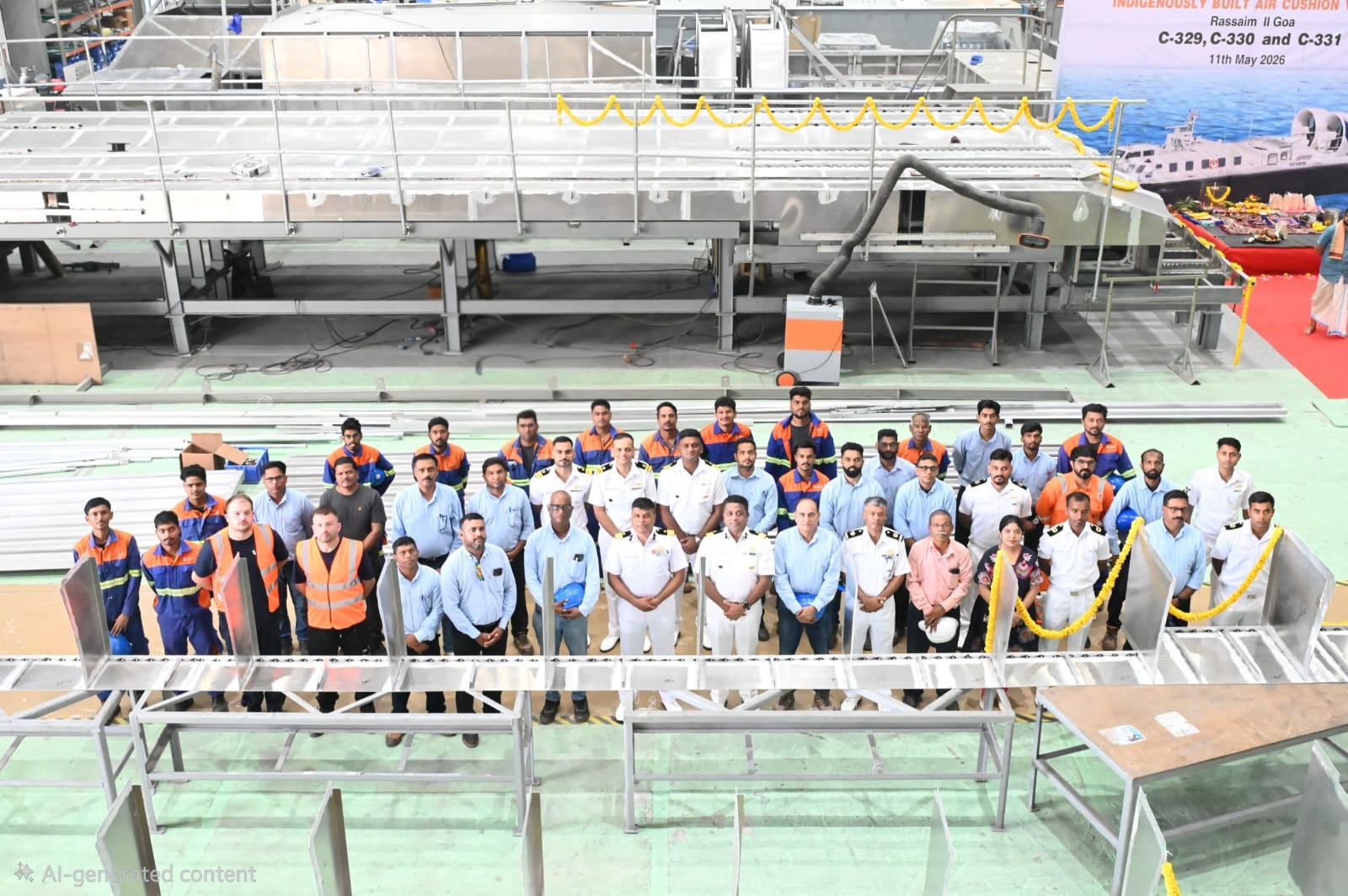 Indian Coast Guard holds girder laying ceremony for indigenous air cushion vehicles in Goa