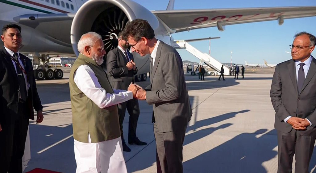 PM Modi lands in Nice, France