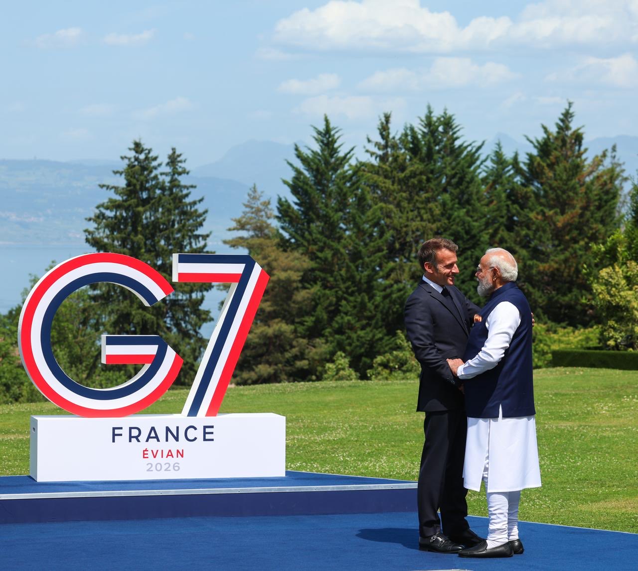 G7 Summit: PM Modi receives warm welcome from French President Macron