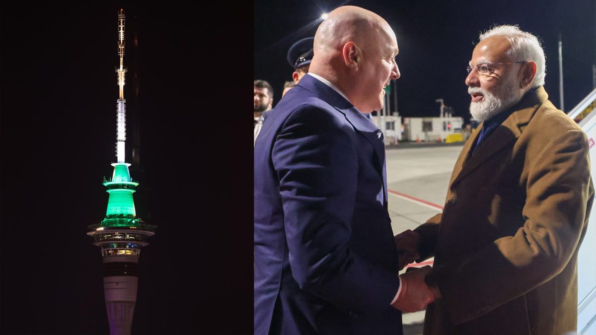 Auckland’s Sky Tower lights up in Indian tricolour to mark PM Modi’s historic New Zealand visit