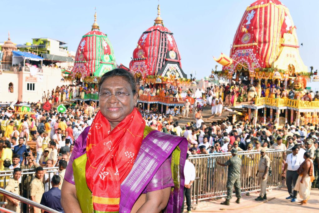 President Droupadi Murmu during the Gundicha Jatra (Car Festival) of Lord Jagannath