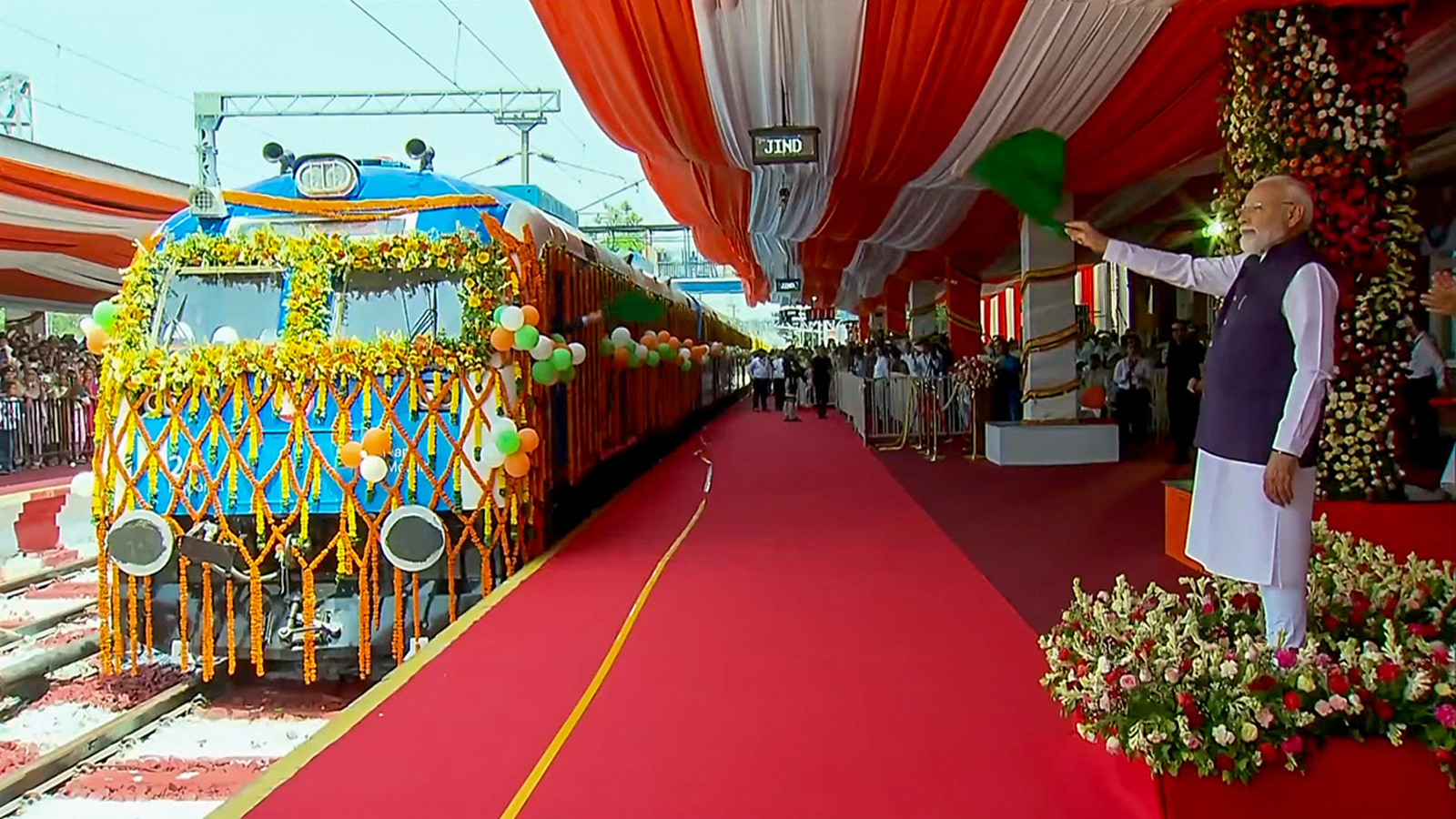 PM Modi launches Rs 14,700-crore development projects in Haryana, flags off India’s first hydrogen train
