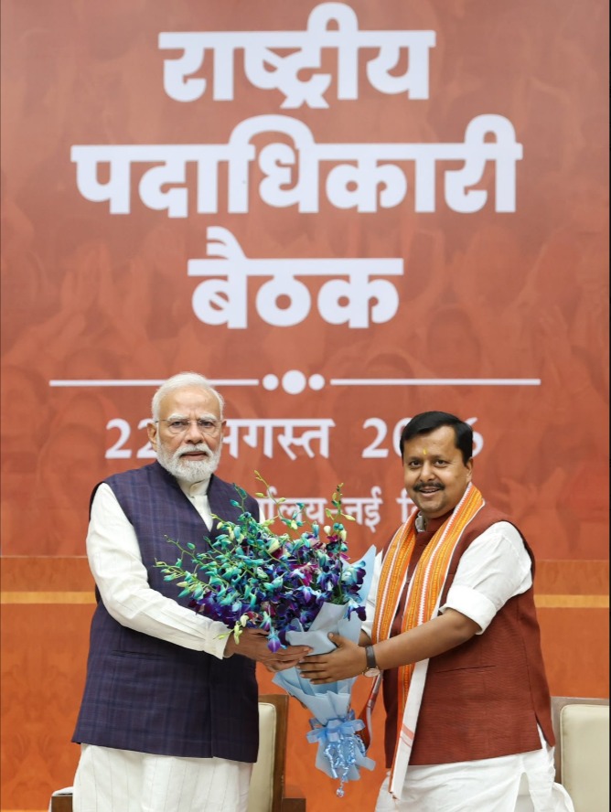PM Modi interacts with BJP’s newly appointed office-bearers at party headquarters