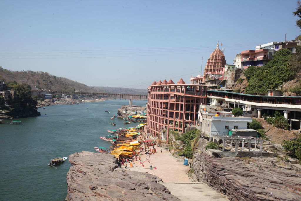 Sacred Hindu Temple At Omkareshwar On The Banks Of River Narmada