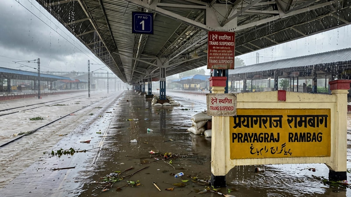 प्रयागराज में जलभराव से रामबाग स्टेशन पर ट्रेनों का परिचालन फिलहाल निलंबित