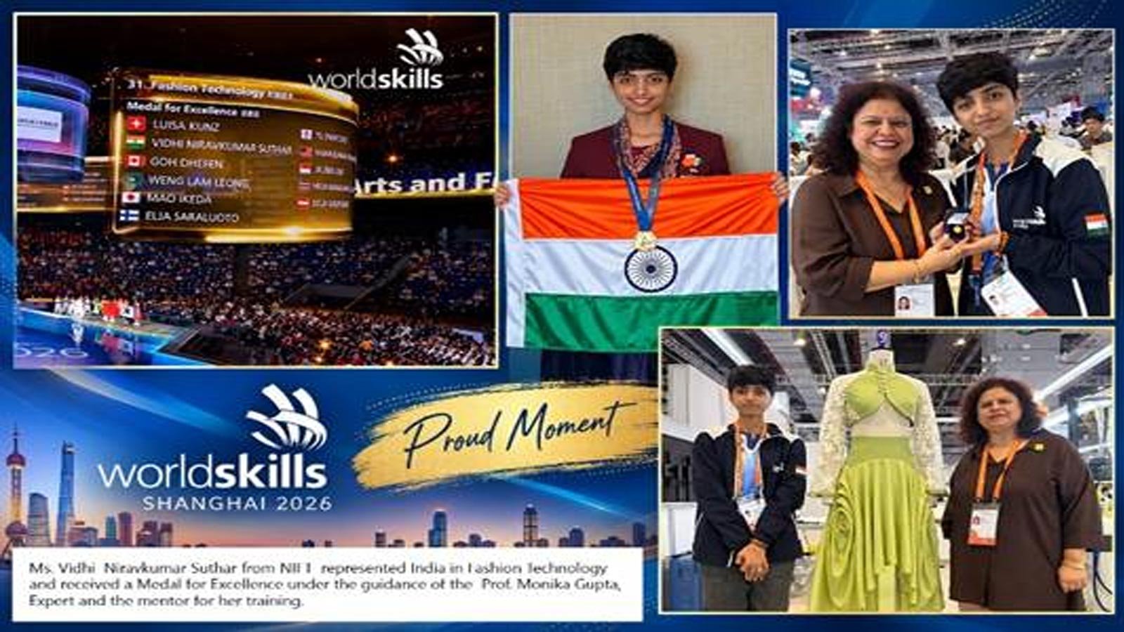 NIFT के छात्रों ने WorldSkills Shanghai 2026 में दो रजत पदक और उत्कृष्टता पदक जीतकर शानदार उपलब्धि दर्ज की