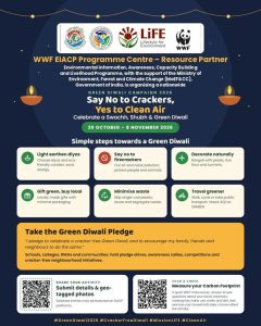 WWF-India EIACP ने 20 अक्टूबर से 8 नवंबर तक राष्ट्रव्यापी ग्रीन दिवाली अभियान किया शुरू, पटाखे-मुक्त दिवाली मनाने की अपील की