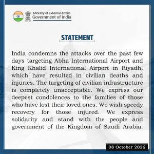 “Completely unacceptable”: India condemns attacks targeting Saudi airports