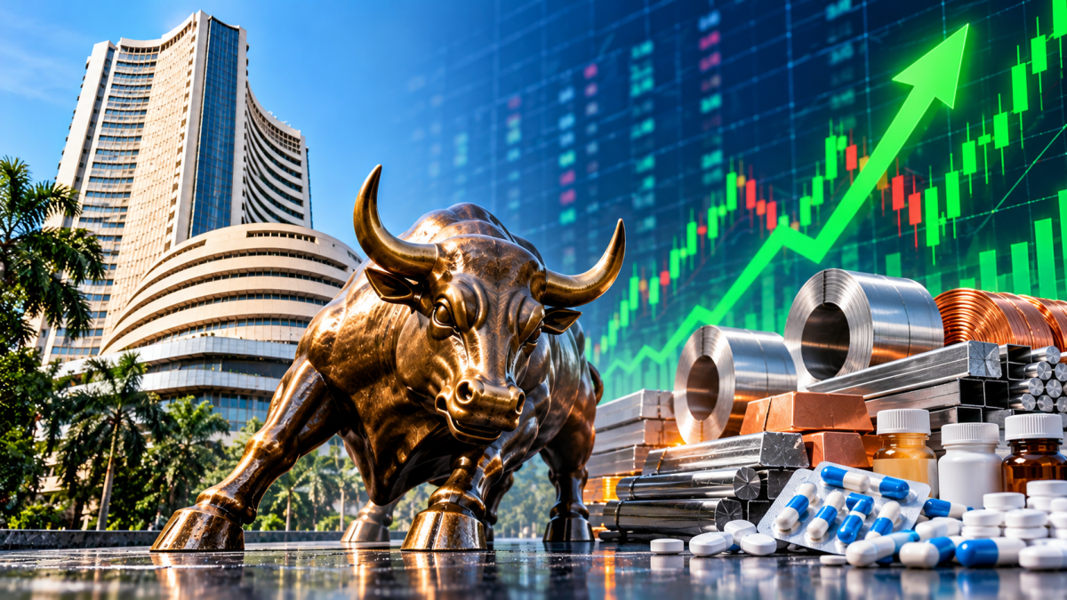 Sensex, Nifty end higher in volatile trade; metal and pharma stocks lead gains