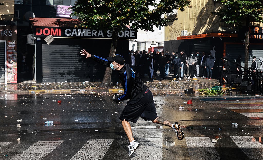 Banks, buildings burn as Albania’s capital Tirana erupts into student violence