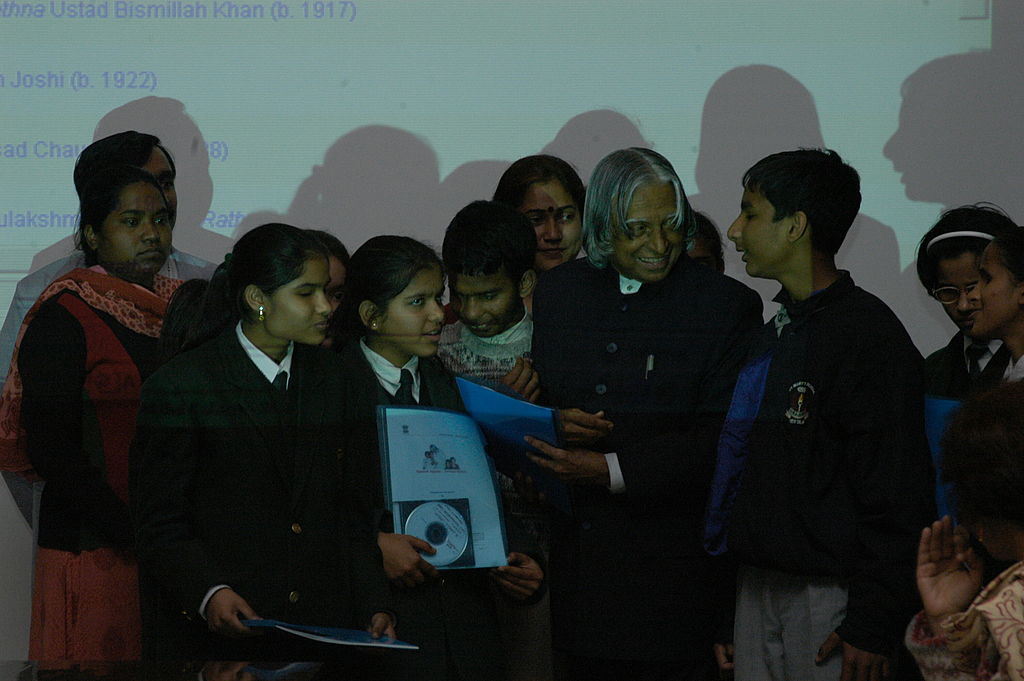 APJ Abdul Kalam, President of India with Visually Impaired Students at the Republic Day of India, Rashtrapati Bhawan in New Delhi, India