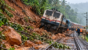 Landslide derails locomotive in southern Keralam, train services restored