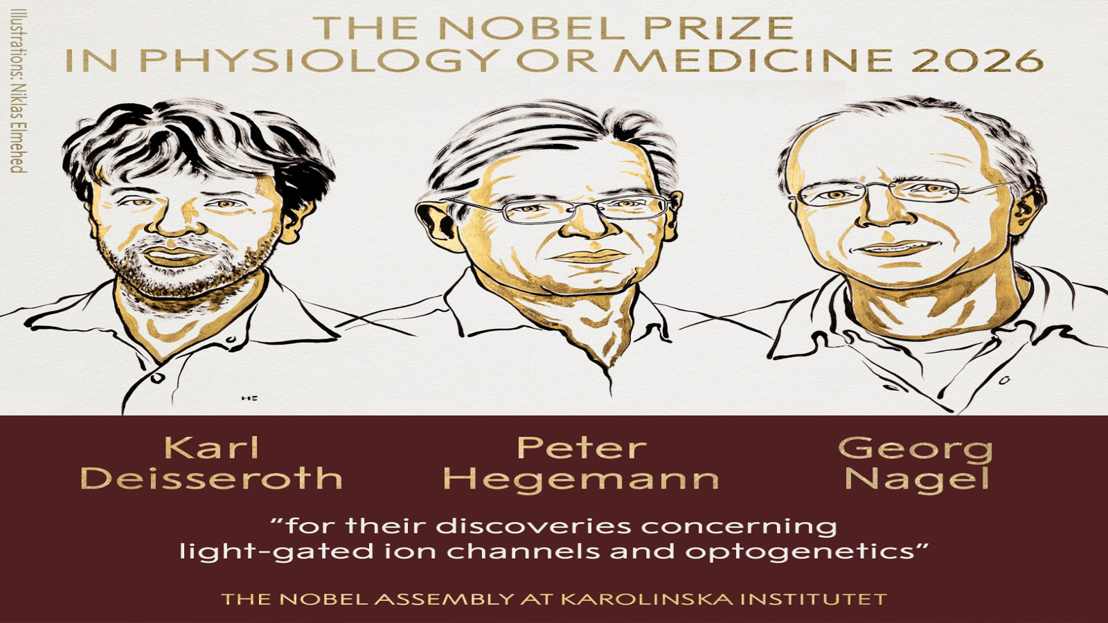 Karl Deisseroth, Peter Hegemann, Georg Nagel win 2026 Nobel medicine prize